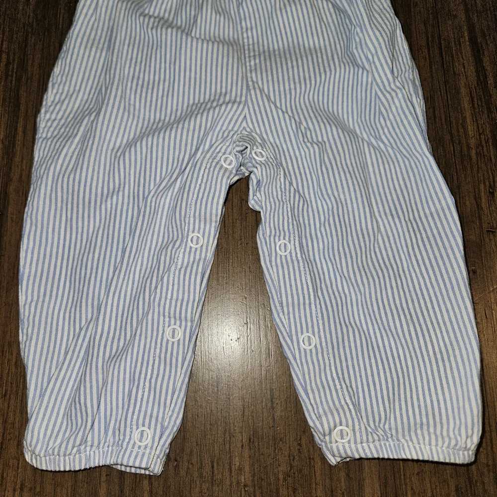 Carter's Blue and White Striped Button-Up Romper